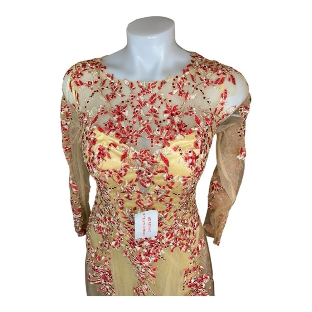 MEIER Women’s Illusion Long Sleeve Embroidery Prom/Formal Dress – Size 8 NWT - Picture 9 of 16